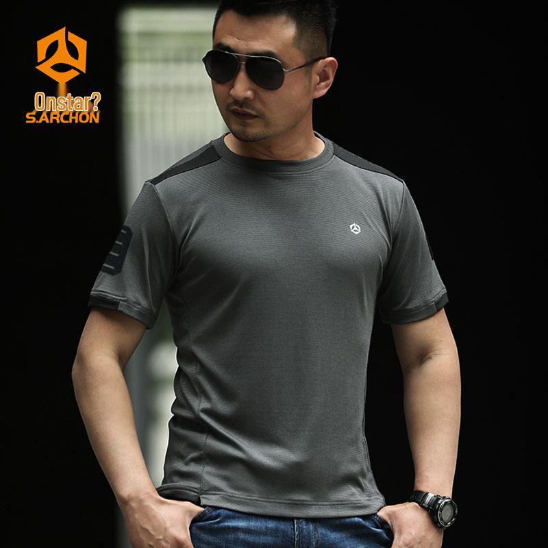 S.archon Tactical Quick-Dry Men's Short Sleeve T-Shirt – Breathable and Loose Fit for Summer Outdoor Activities