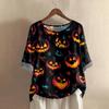 Damen Modisches Und Lässiges Shirt Halbarm Rundhals Print Baumwolle Und Leinen Bluse Top