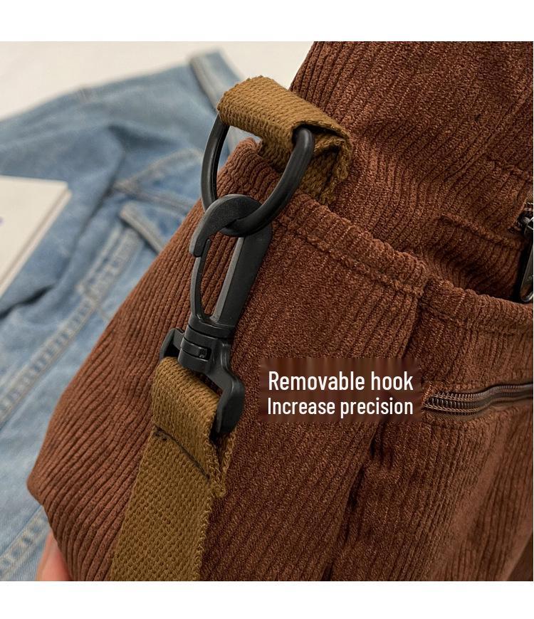 Versatile Large-Capacity Corduroy Shoulder Bag for Women - New Korean Style