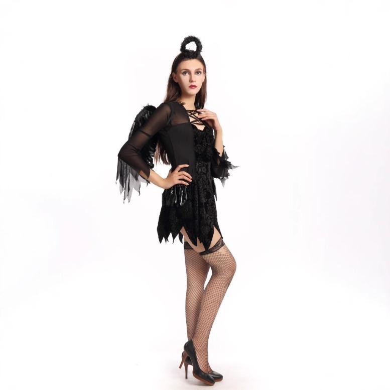 New Night Angel Evil Demon Costume Halloween Cosplay Black Angel Costume DS Stage Costume
