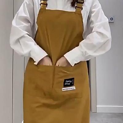 Household Canvas Apron Oil-Proof Can Wipe Hands Kitchen Cookingmen Women Adult With Tool Pockets Fashion Coffee Over Apron