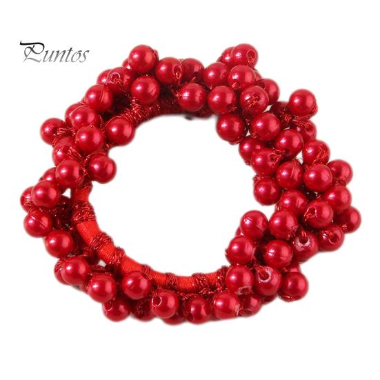 Buntes Haarseil mit Kunstperlen, hochelastisches Gummiband, Haargummi, hoher Pferdeschwanzhalter, Haar-Accessoire für Frauen