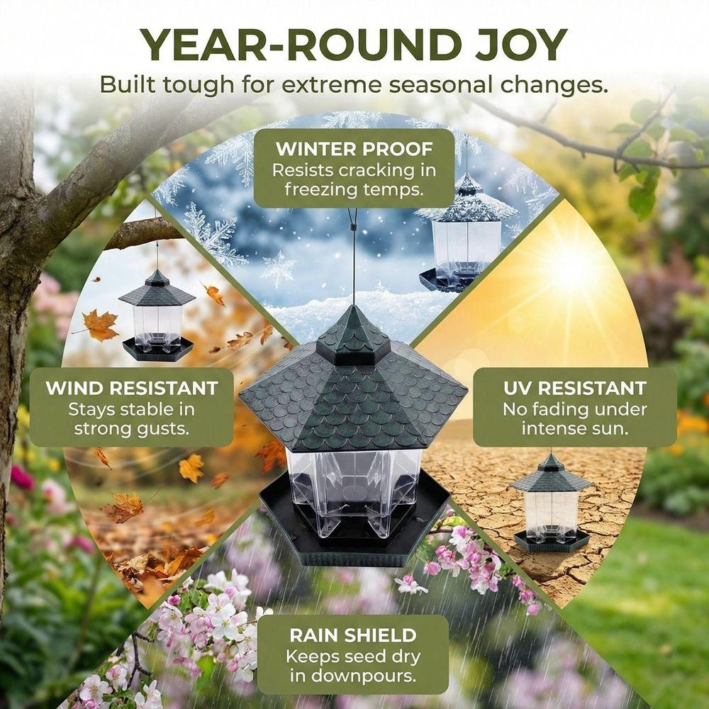 Large Capacity Hanging Bird Feeder Tower Shape Bird Feeding Tray Food Container  Backyard Feeding