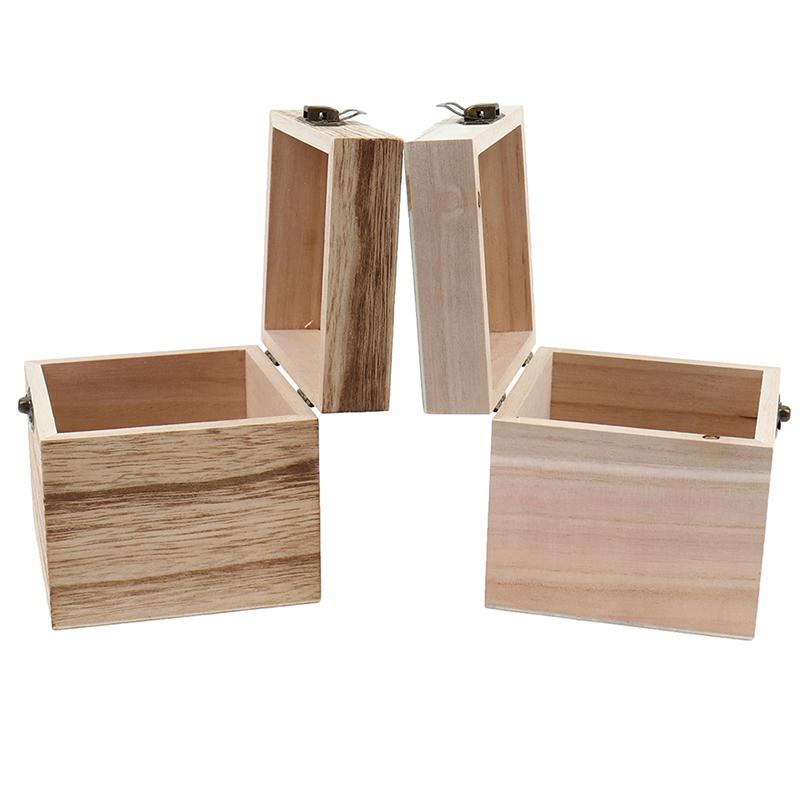 Retro Jewelry Box Organizer Box Natural Wood Clamshell Storage Rectangle Case