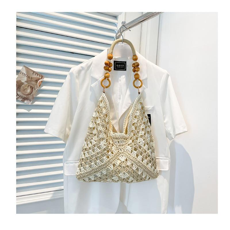 Τσάντα από ψάθα μεγάλης χωρητικότητας Καλοκαιρινές διακοπές στην παραλία Γλυκιά τσάντα ώμου για μετακινήσεις