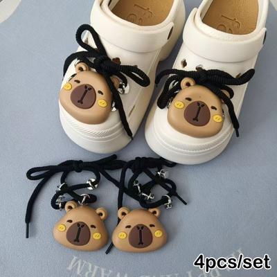 1Set Capybara Series Shoe Charms For Clogs Bubble Slides Sandals Pvc Shoe Decorations Buckle Accessories