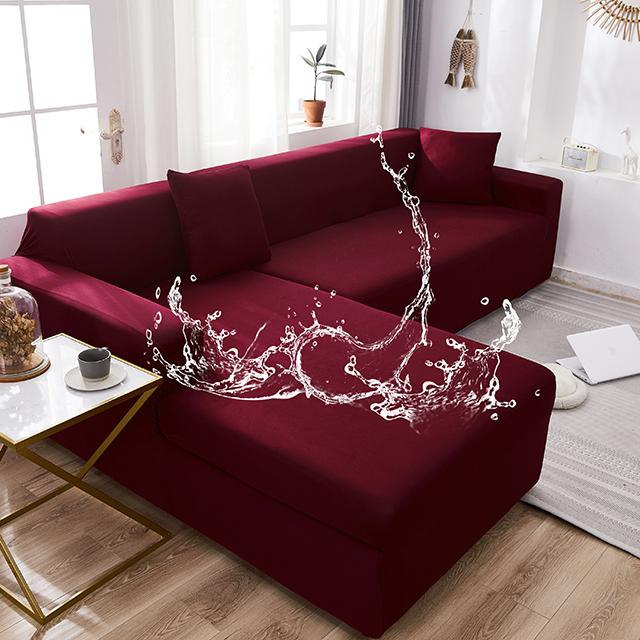 Waterproof Sofa Covers Solid Color Corner Couch Covers Elastic Sofa Cover Living Room Couch Set For Pets Kids