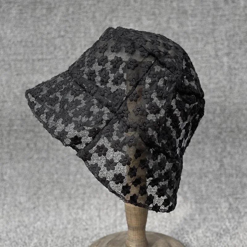Fashion Summer Ladies Lace Breathable Sun Hat Bucket Canvas Hat Student Head Wearing Flat Cap Outdoor Creative Gift