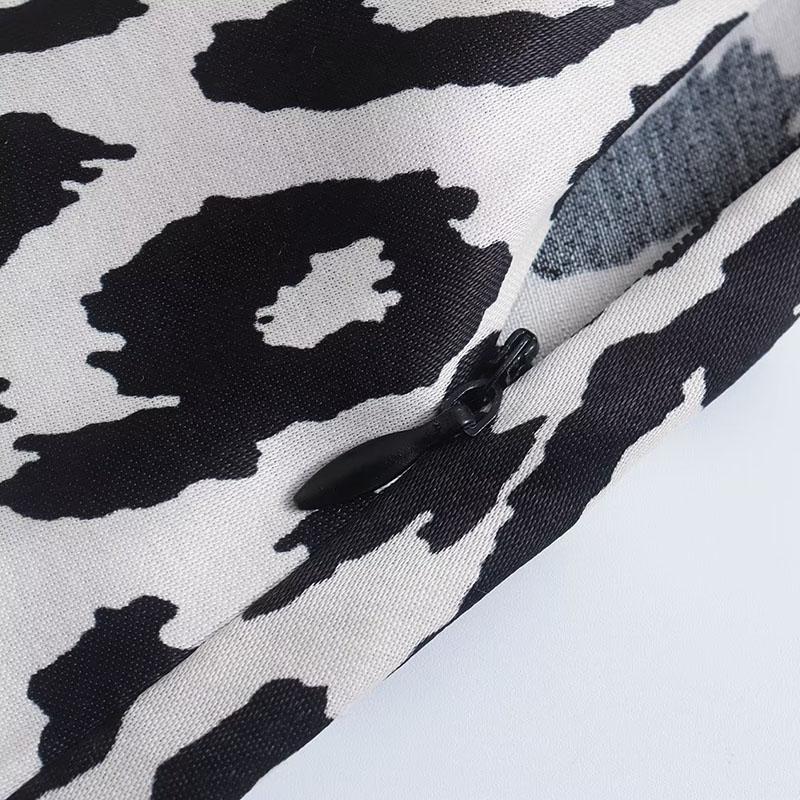 Dámské elegantní sukně do poloviny lýtek Leopard Midi Vintage s vysokým pasem na boční zip