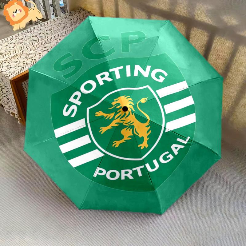 Portugal: Lion Emblem Green Shield Folding umbrella 8 paraphenoid bones Suitable for all seasons travel Sun umbrella Umbrella