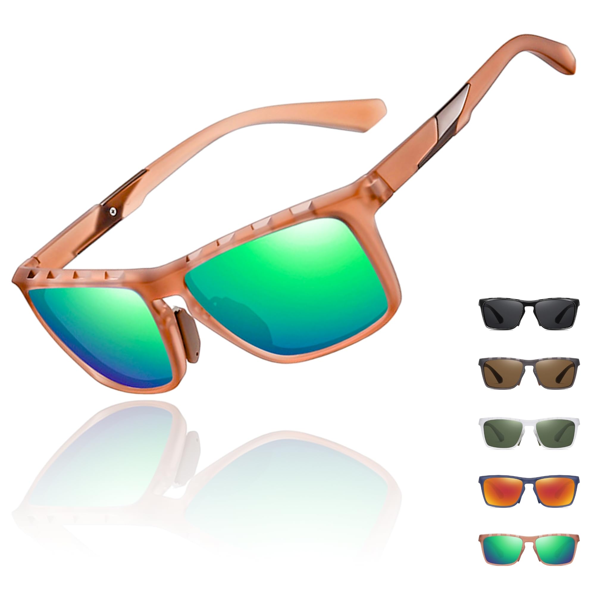 

Amazon Exclusive Brand Sports Sunglasses with TAC Polarized UV Ventilated Durable TR90 and Strap [M2Ma] Men s Lenses, Protection, Frame, Lens, (Green