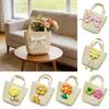 Cute Handmade Woven Straw Bag Bowknot Breathable Storage Basket Flower Coin Purse Kids Girls