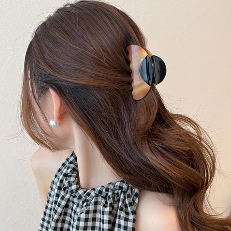 1pc Elegant Vintage French Hair Clip Two-Tone With Wood Grain & Marbled Design Perfect For Casual Daily Dressing Cute Hair Clips