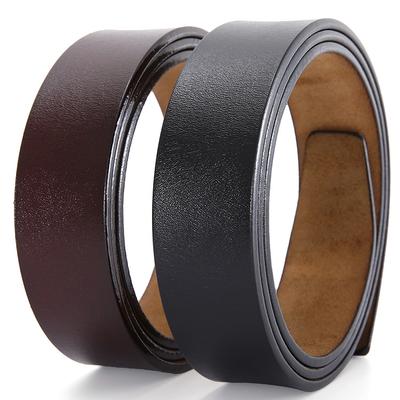 Leather Belt Men's Leather Without Headband Strip Headless Belt Men's Non-Hole Toothless Belt Men's Cowhide Pant Belt