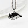 2024 Titanium Steel Black Cat Necklace For Women Men Trend Black Round Cat Pendant Sweater Chain Couple  Neck Accessories