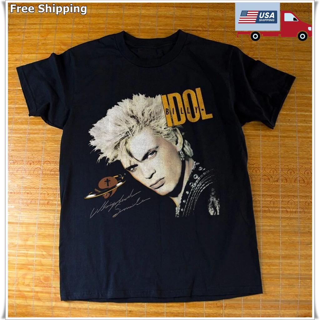 Billy Idol T-Shirt Whiplash Smile Album Cover Unisex Schwarzes T-Shirt Größe S-5XL