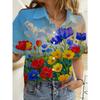 Floral Womens Shirts Short Sleeve Button Rose 3D Printed Casual Beach Shirt Summer New Sunflower Blouse Y2k Tops Women's Clothes
