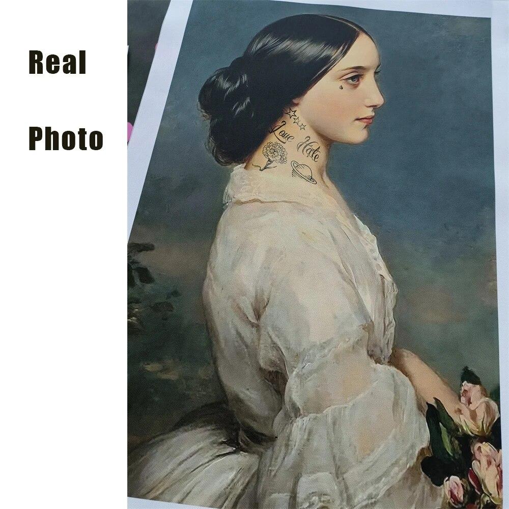Vintage Women Portrait Poster Tattoo Fine Art Prints Altered Wall Art Canvas Painting Oil Painting Home Bedroom Gallery Decor