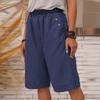 Women's Casual Pants Elastic Waist Straight-leg Pockets Summer Linen Shorts