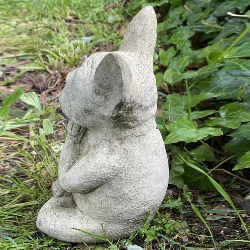 Waterproof Resin French Bulldog Sculpture Yoga Pose Meditation Dog Figurine Zen Garden Decoration Waterproof Prayer Ornaments