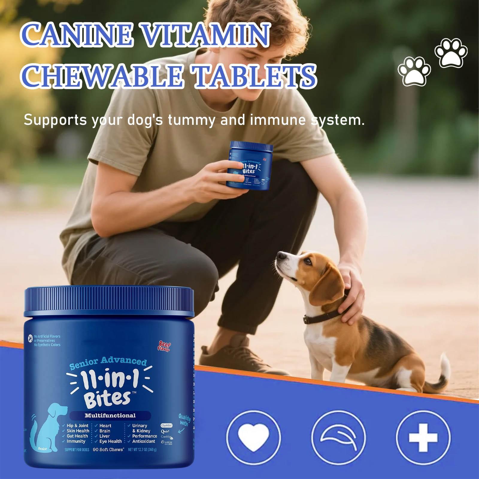 

Добавка для суставов для собак - Глюкозамин, Хондроитин, VC, VE Мягкие жевательные таблетки - Премиальная курица One Size