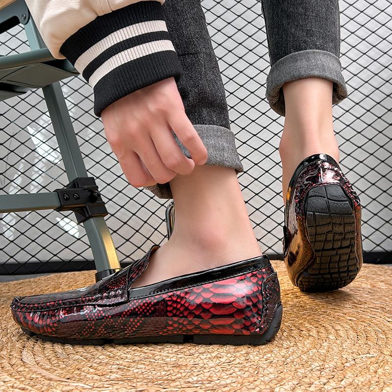 Herr Loafers Moccasins Färg Körskor Bekväma Plattor Casual Slip-ons Större Storlekar Pea Shoes för Män