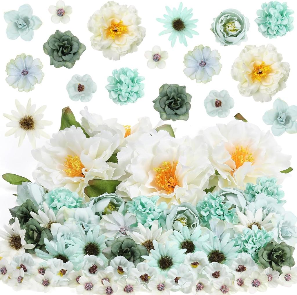 25Pcs/back Artificial Flowers Heads Silk Fake Flower for Valentine's Day DIY Gift Accessories Home Room Decor Wedding Decoration