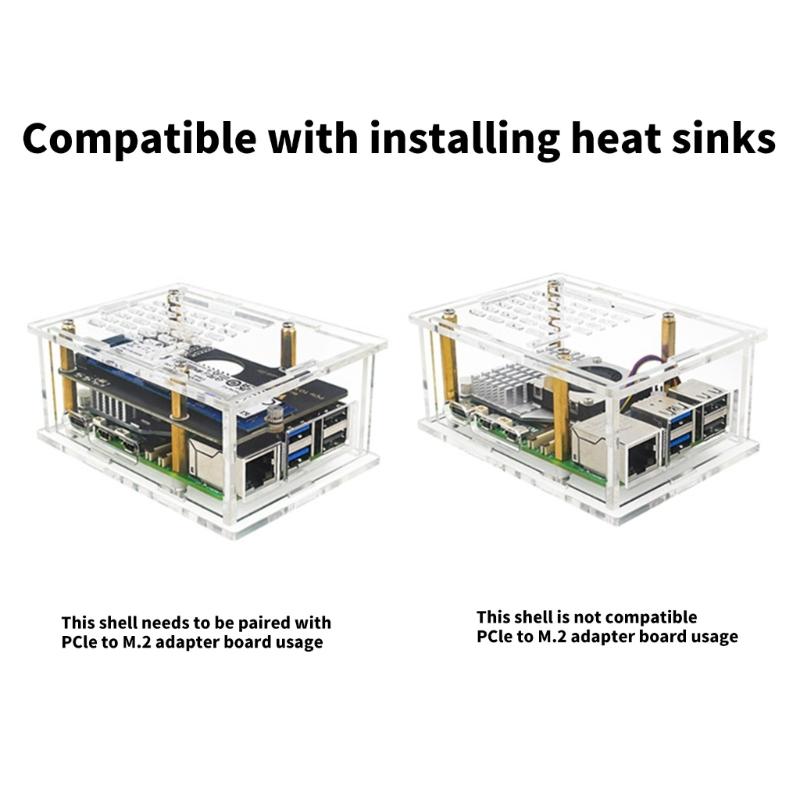Transparently Acrylic Case For RPi 5 Case Featuring Precise Openings for Connectors and Active Cooling Port Support