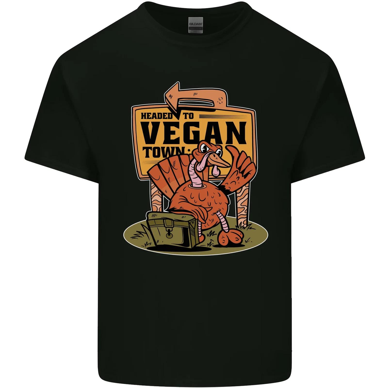 Heading to Vegan Town Funny Turkey Kids T-Shirt Childrens L