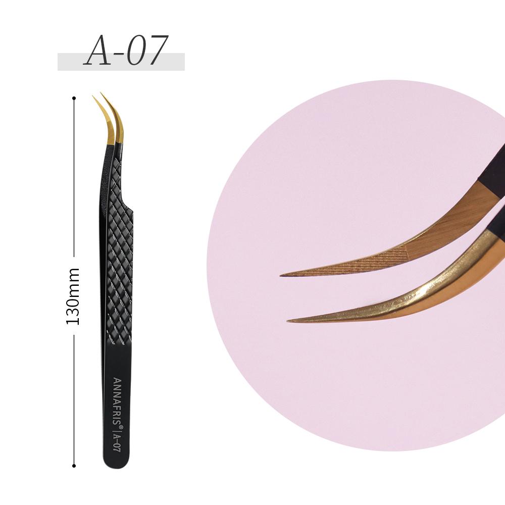 ANNAFRIS High-end Fiber Tip Lash Tweezers Stainless Steel Straight Head Curved Tip Eyelash Extension Tweezer Makeup Tools