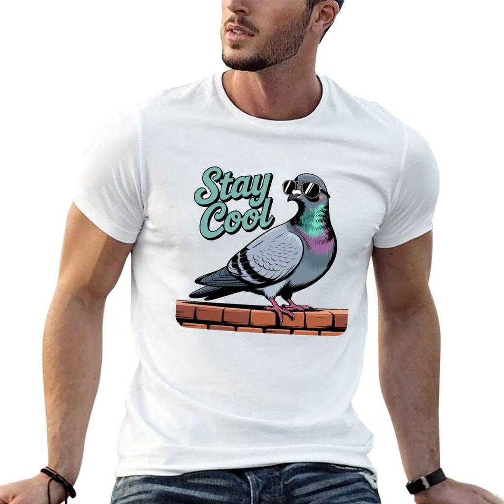 Stay Cool Pigeon T-Shirt Work Short Sleeve Cotton Top