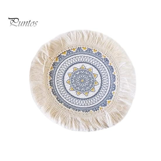 Descanso de Panela Antiderrapante para Cozinha, Jogo Americano Tecido de Algodão Estilo Boho, Jogo Americano de Mesa com Franjas de Borla para Pratos de Jantar, Jogo Americano Lavável a Quente, Suporte de Panela Resistente para Pratos Quentes,