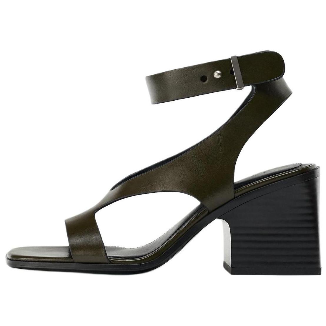 

Zara ПУ Легкие Прохладные Босоножки на Высоком Каблуке с Одним Ремнем 7,5 см Женские Босоножки Зеленые 11300510032 37