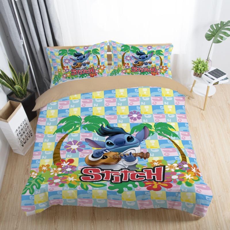Luxurious 3d Cartoon Stitch Anime Bedding Set With Comforter Cover And Pillowcase