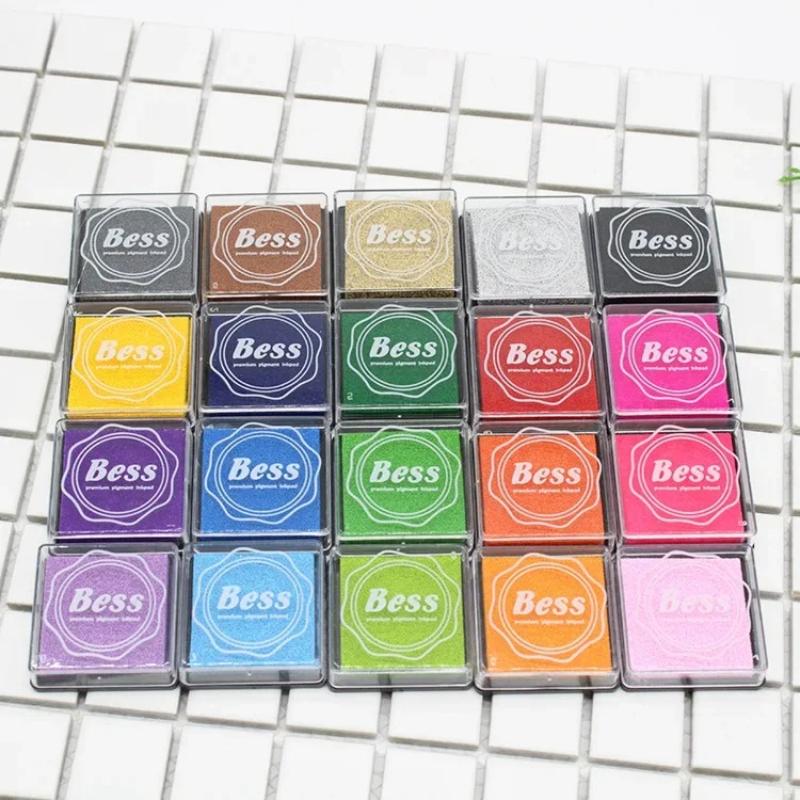1Set Colorful Rubber Stamp Pad 20 Colors 4cm Finger Painting Inkpad for Children Teachers Background Stamps