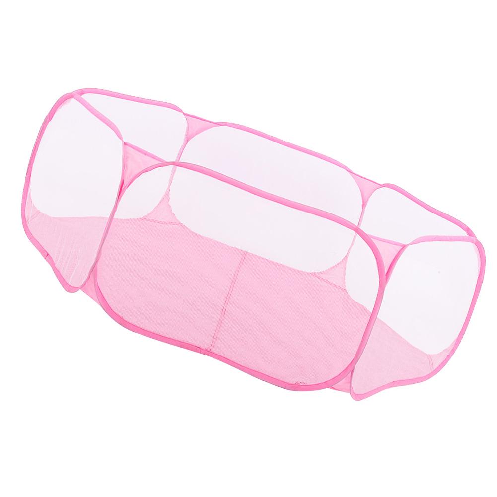 Portable Small Pet Animals Playpen Transparent Puppy Cat Rabbit Cage Tent for OutdoorPink