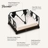 Rustic Napkin Holder Holder, with Anti-Slip Wooden Base And Weighted Arm, Smooth Stable Dispenser Access Square Iron Stand, for Restaurants