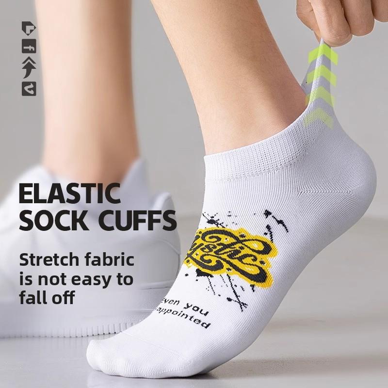 5 Pairs of Men's Spring and Summer Thin Cotton Deodorizing Ear Lifting Teenager Socks
