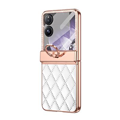For Xiaomi Mix Flip 5G Case Ring Holder Rhinestone Leather+PC Rhombus Phone Cover