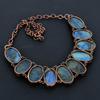 Labradorite Handmade Gemstone Necklace, Copper Electroformed Antique Jewelry Adjustable Chain Necklace, For Engagement Gift