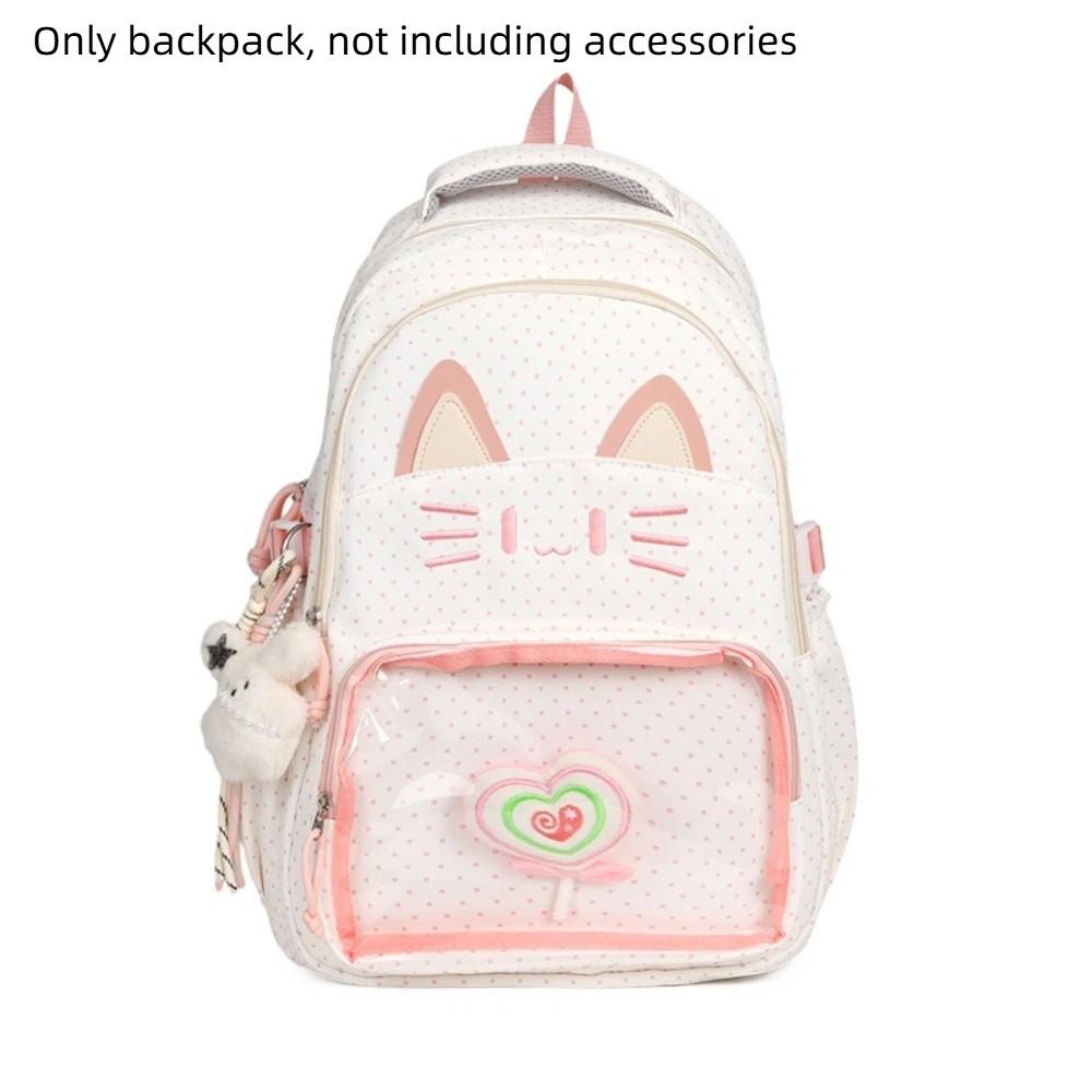 Preppy Style School Backpack Kitten Students School Bag Shoulder Bag Cartoon Cat Backpack  Outdoor