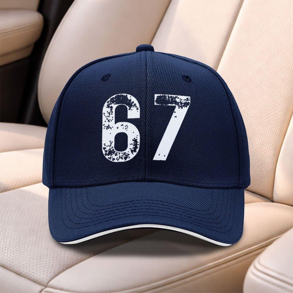 67 Number Print Sandwich Baseball Cap Adjustable Duckbill Cap For Men Women