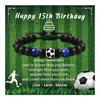 Football Inspired Elastic Bracelet Round Glass Beads Stretch Cord Comfortable Fashion Jewelry for Active Lifestyle