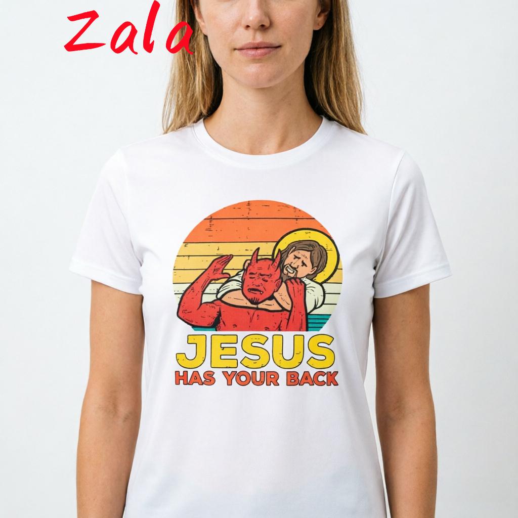 Jesus Has Your Back Jiu Jitsu Retro Christian Unisexs Tshirt Summer Oneck Unisexs Tshirt Casual Short Sleeved Unisexs Clothing
