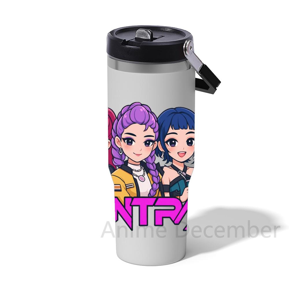 30Oz Anime K-Pop American Simple Solid Color Stainless Steel Thermos Portable Car Easy To Carry Water Cup Thermal Insulation Cold Ice Cup