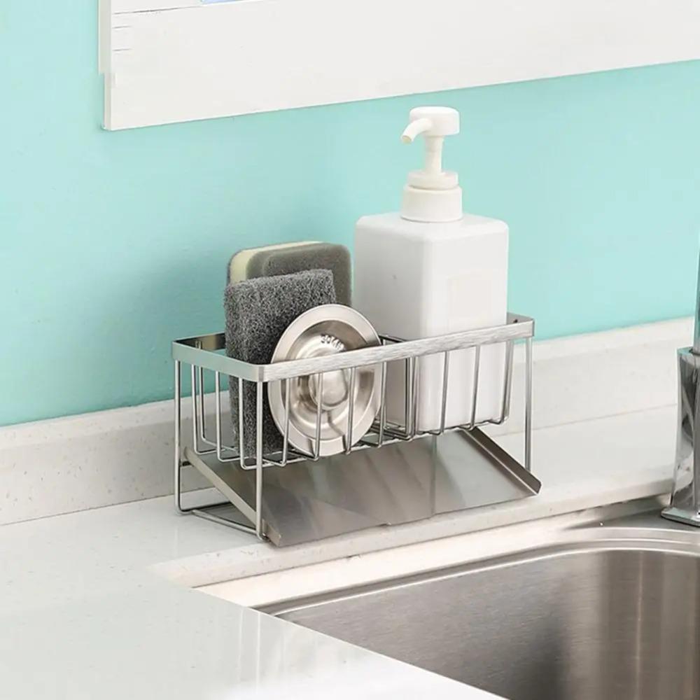 Compact Sponge Soap Holder Space-Saving Kitchen Sink Organizer  Bathroom