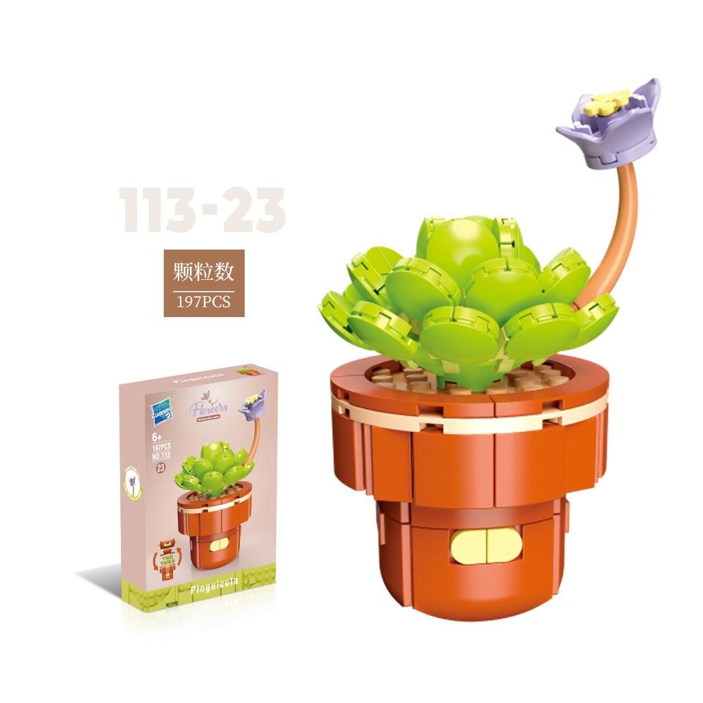 Flower Potted Plant Succulents Building Blocks Ornaments Models Home Decoration Flower Bouquet MOC Bricks Assembly Toy Kids Gift