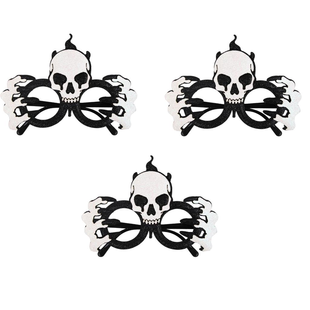 3pcs Halloween Glasses Set Pumpkin Bat Skeleton Costume Accessories Plastic Frame Party Decoration Eyewear