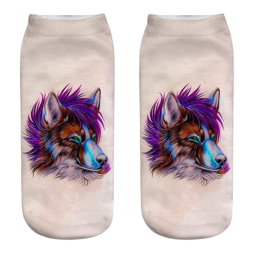 Wild Wolf Series Unisex Sox Women's Funny Cartoon Animal Cute 3D Print Ankle Socks  Fashion Punk Gothic Club Sokken