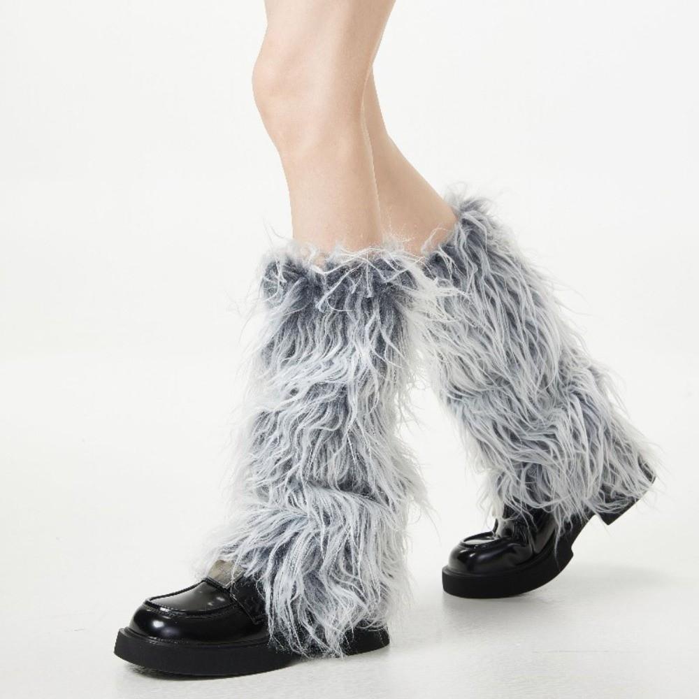 Harajuku Furry Leg Warmers Y2K Aesthetic Winter Leg Coverings Faux Fur Leg Warmers  Streetwear